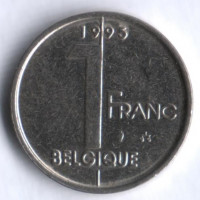 Монета 1 франк. 1995 год, Бельгия (Belgique).