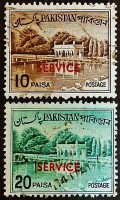 Набор марок (2 шт.). "Виды страны ("SERVICE")". 1965-1970 годы, Пакистан.
