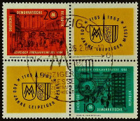 Набор почтовых марок в сцепке (2 шт.). "Лейпцигская весенняя ярмарка". 1964 год, ГДР.