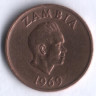 Монета 1 нгве. 1969 год, Замбия.