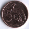 5 центов. 2007 год, ЮАР. (Suid-Afrika).
