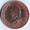 Монета 100 франков. 1992 год, Французская Полинезия.