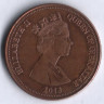 Монета 2 пенса. 2013 год, Гибралтар.