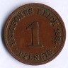 Монета 1 пфенниг. 1894 год (F), Германская империя.