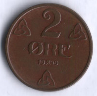 Монета 2 эре. 1949 год, Норвегия.