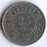 Монета 25 центов. 1989 год, Белиз.