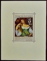 Мини-блок. "Молодая женщина за туалетом", Тициан. 1965 год, Чехословакия.