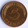 Монета 5 пфеннигов. 1984(F) год, ФРГ.