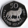 Монета 50 пенсов. 1980 год, Фолклендские острова. Proof.