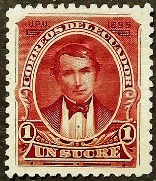 Марка почтовая (1 s.). "Президент Висенте Рокафуэрте". 1894 год, Эквадор.