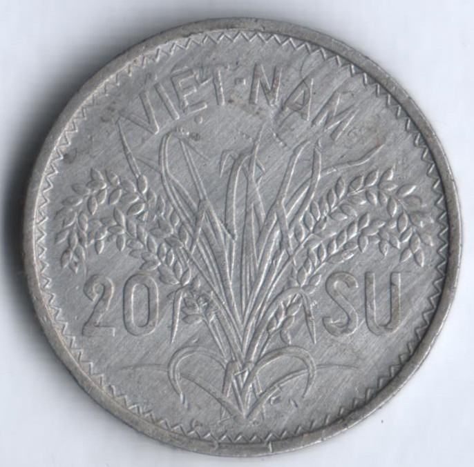 Монета 20 су. 1953 год, Южный Вьетнам.