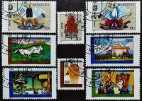 Набор почтовых марок (8 шт.). "750-летие «Тайной истории монголов»". 1990 год, Монголия.