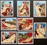 Набор почтовых марок (8 шт.). "500 лет со дня рождения Тициана". 1976 год, Парагвай.