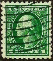 Почтовая марка (1 c.). "Джордж Вашингтон". 1912 год, США.