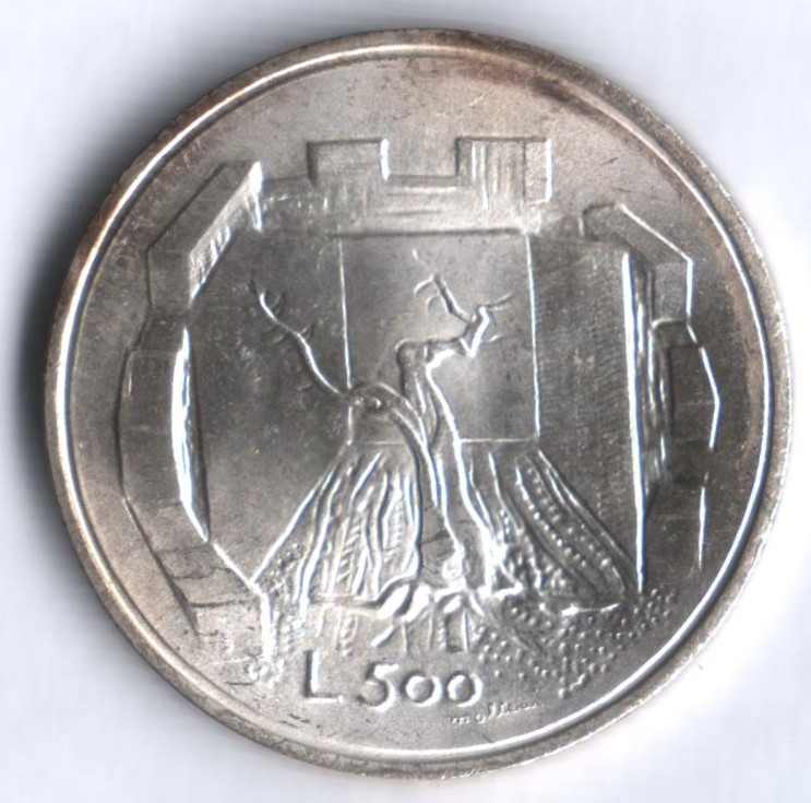 500 лир. 1976 год, Сан-Марино. Дерево.