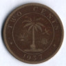 Монета 2 цента. 1937 год, Либерия.