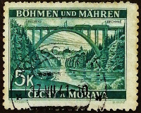 Почтовая марка (5 kr.). "Бехиньский мост". 1940 год, Богемия и Моравия.