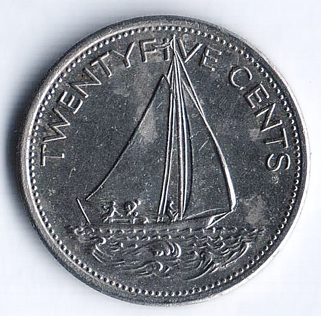 Монета 25 центов. 1979 год, Багамские острова.