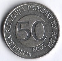 Монета 50 толаров. 2003 год, Словения.