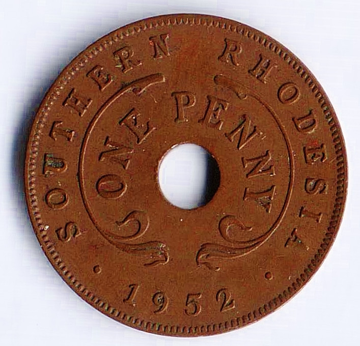 Монета 1 пенни. 1952 год, Южная Родезия.