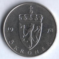 Монета 5 крон. 1978 год, Норвегия.
