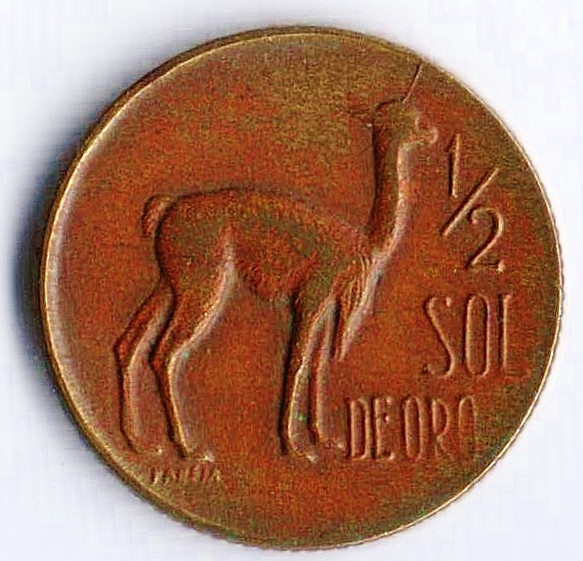 Монета 1/2 соля. 1971 год, Перу.