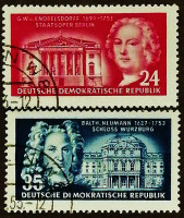 Набор почтовых марок (2 шт.). "Немецкие архитекторы". 1953 год, ГДР.