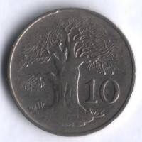 Монета 10 центов. 1980 год, Зимбабве.