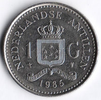 Монета 1 гульден. 1985 год, Нидерландские Антильские острова.