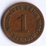 Монета 1 пфенниг. 1895 год (E), Германская империя.