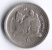 Монета 1/2 реала. 1880(D) год, Гватемала.
