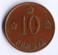 Монета 10 пенни. 1923 год, Финляндия.