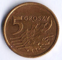 Монета 5 грошей. 2012 год, Польша.