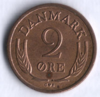 Монета 2 эре. 1960 год, Дания. C;S.