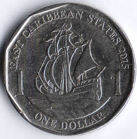 Монета 1 доллар. 2015 год, Восточно-Карибские государства.