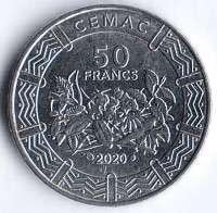 Монета 50 франков. 2020 год, Центрально-Африканские Штаты.