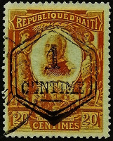 Почтовая марка (1 c.). "Генерал Пьер Норд Алексис". 1906 год, Гаити.