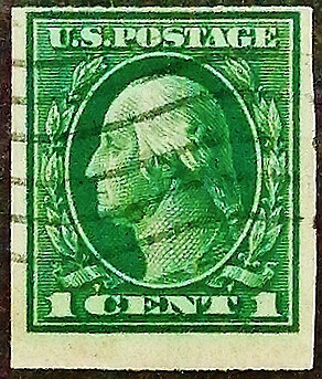 Почтовая марка (1 c.). "Джордж Вашингтон". 1912 год, США.