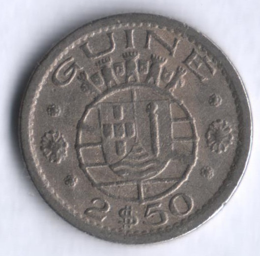Монета 2,5 эскудо. 1952 год, Португальская Гвинея.