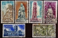 Набор почтовых марок (6 шт.). "Святой год Компостела". 1971 год, Испания.