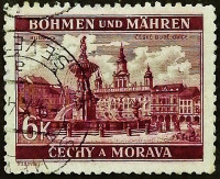 Почтовая марка (6 kr.). "Фонтан Самсон в Ческе-Будеёвице". 1940 год, Богемия и Моравия.
