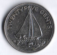 Монета 25 центов. 1985 год, Багамские острова.