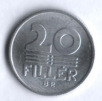 Монета 20 филлеров. 1970 год, Венгрия.