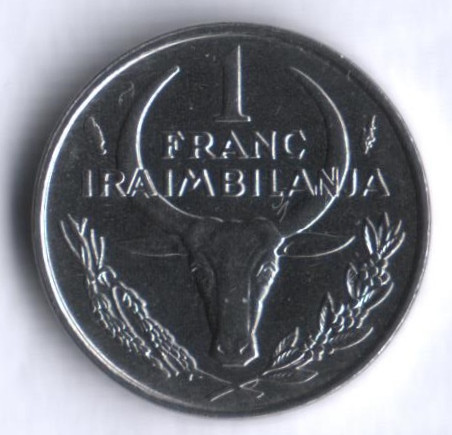 Монета 1 франк. 1981 год, Мадагаскар.