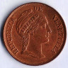 Монета 1 сентаво. 1862 год, Венесуэла.