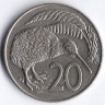 Монета 20 центов. 1988 год, Новая Зеландия.