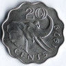 Монета 20 центов. 1979 год, Свазиленд.