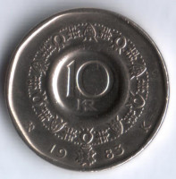 Монета 10 крон. 1983 год, Норвегия.