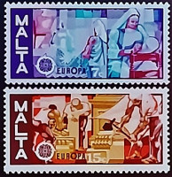 Набор марок (2 шт.). "Европа (C.E.P.T.) - Ремесла". 1976 год, Мальта.