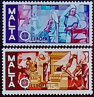 Набор марок (2 шт.). "Европа (C.E.P.T.) - Ремесла". 1976 год, Мальта. Набор марок (2 шт.). "Европа (C.E.P.T.) - Ремесла". 1976 год, Мальта.
